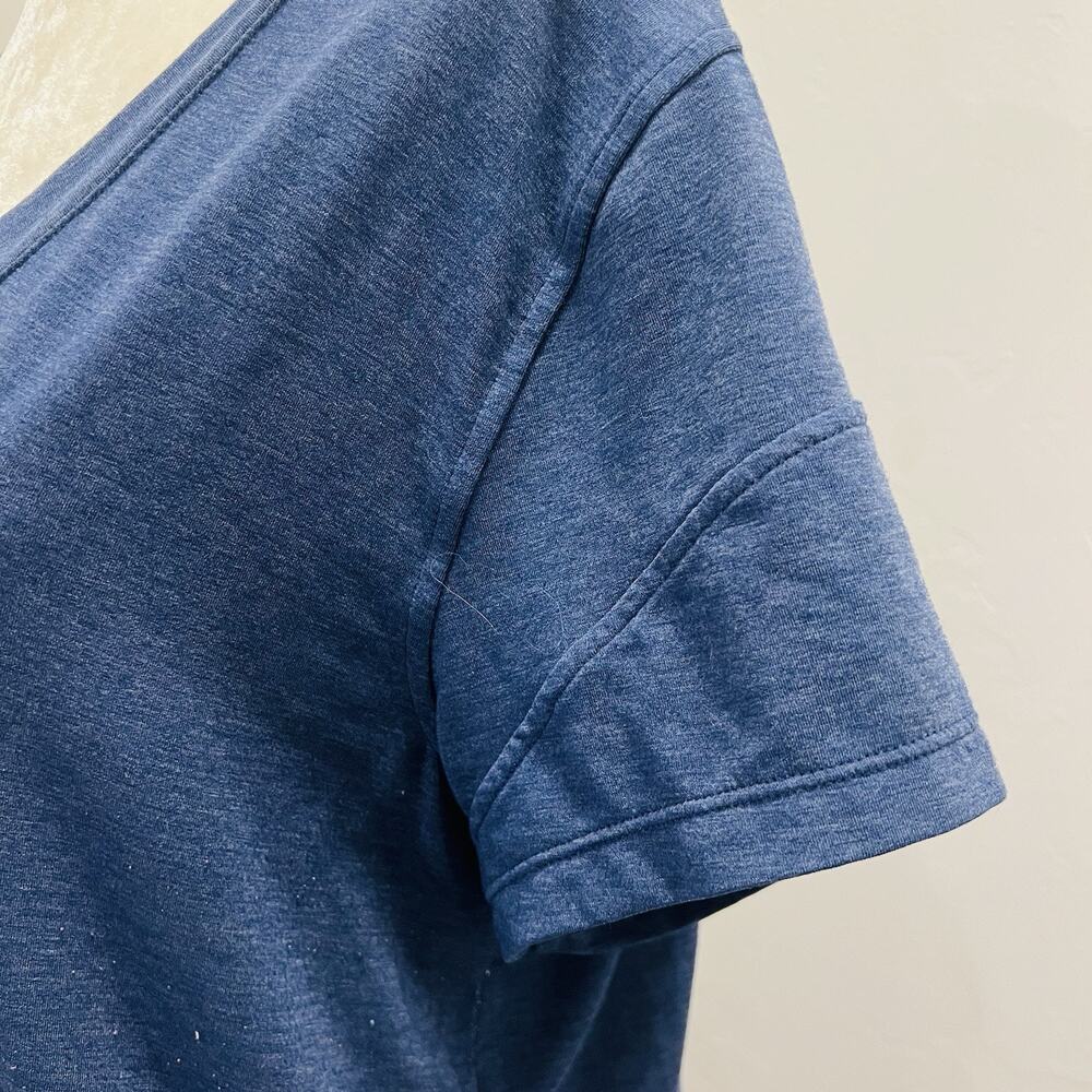 Zella Womens Short Sleeve V Neck Athletic Tee T Shirt Navy Blue Gym Run Yoga L - Picture 3 of 5